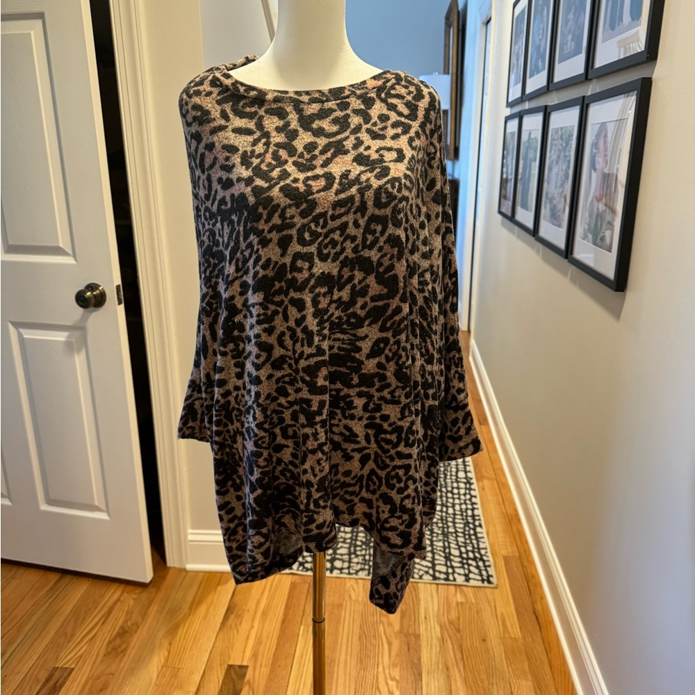 Rain Leopard Sweater Poncho - Picture 1 of 8